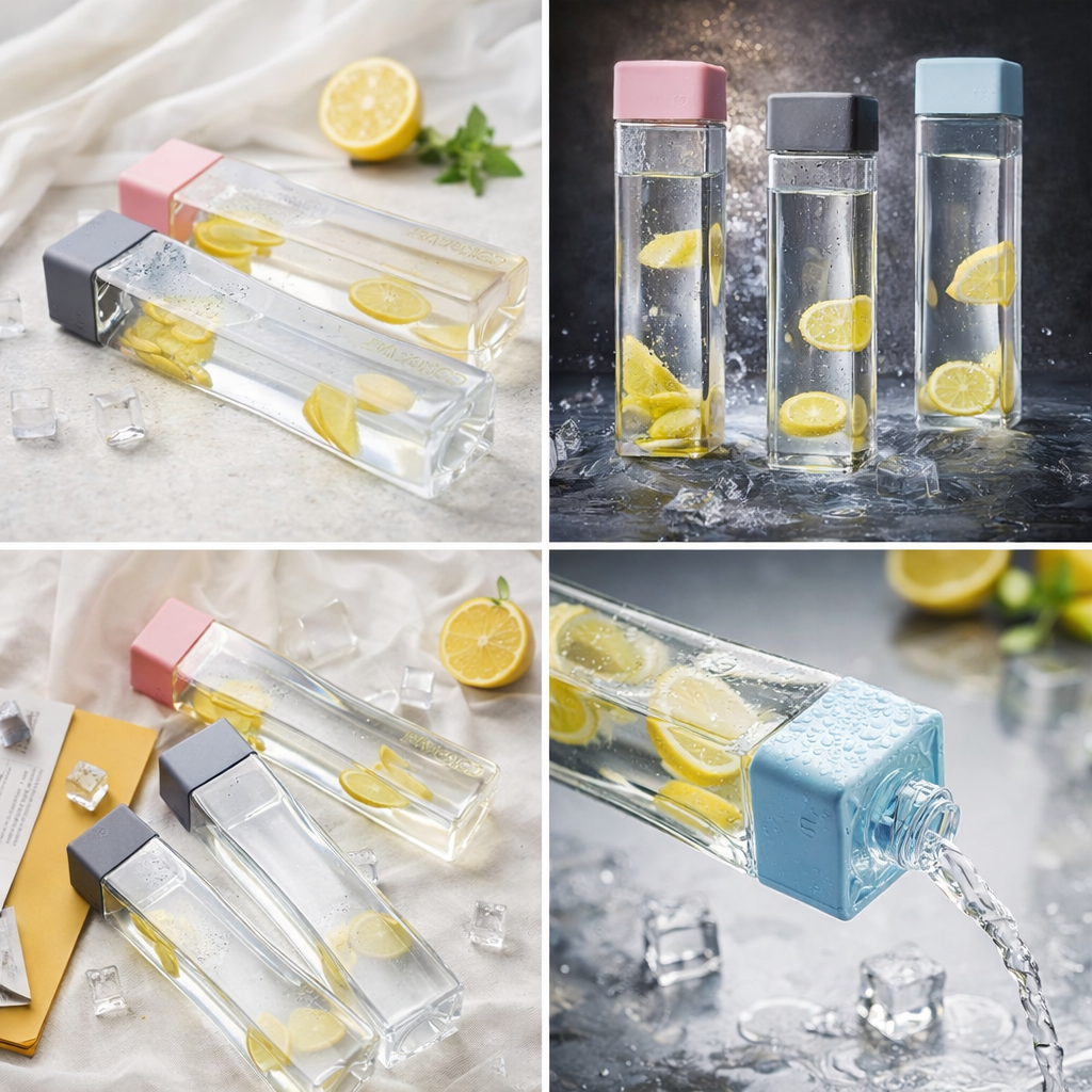 aesthetic water bottle gym/office/school/college 3 pcs transparent