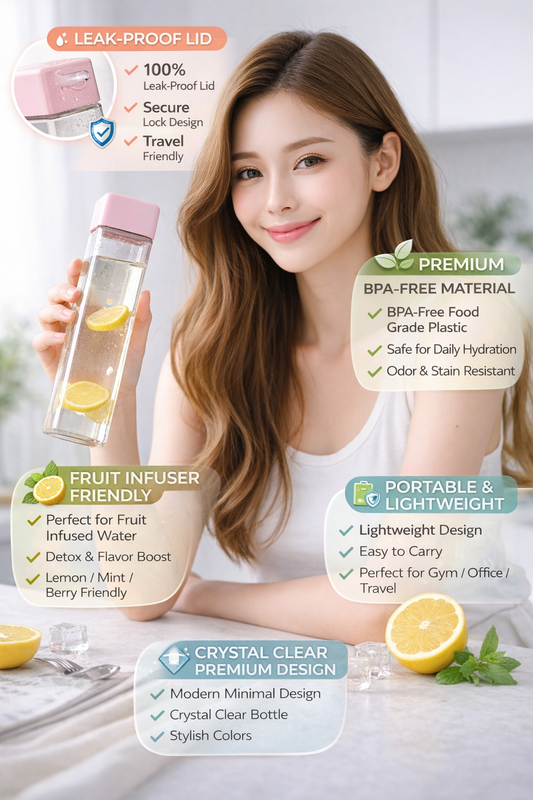 aesthetic water bottle gym/office/school/college 3 pcs transparent